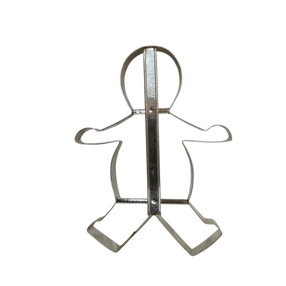 Vintage 8 Inch Metal Cookie Cutter 2-in-1 Snowman Gingerbread Boy Original Box